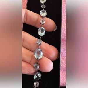 new Technibond sterling Silver blue topaz bracelet 7.25 length